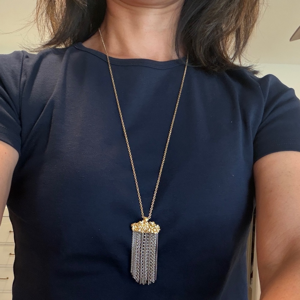 Ann Taylor Two-Tone Tassel Pendant Necklace - Gold and Silver